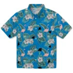 Carolina Panthers Hawaiian Shirt - Flamingo and Hibiscus | Moonbestprint