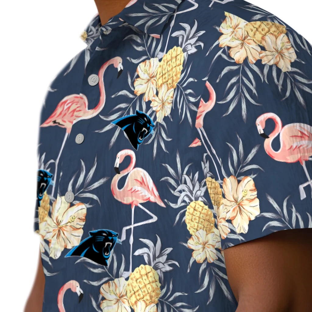 Carolina Panthers Hawaiian Shirt - Flamingo Hibiscus | Moonbestprint