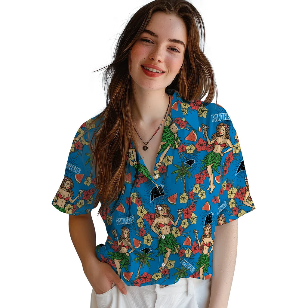 Carolina Panthers Hawaiian Shirt - Hawaiian Girls Design | Moonbestprint