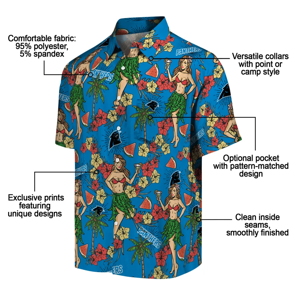 Carolina Panthers Hawaiian Shirt - Hawaiian Girls Design | Moonbestprint