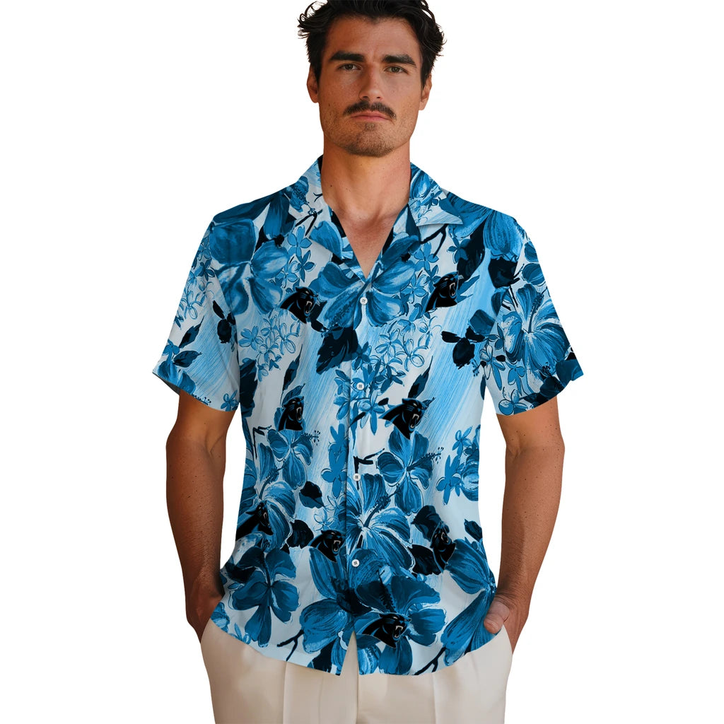 Carolina Panthers Hawaiian Shirt - Hibiscus Arrangement | Moonbestprint