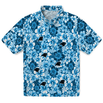Carolina Panthers Hawaiian Shirt - Hibiscus Blooms | Moonbestprint