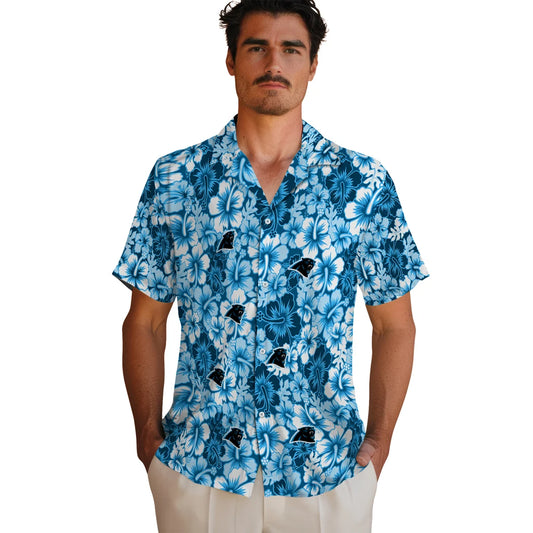 Carolina Panthers Hawaiian Shirt - Hibiscus Blooms | Moonbestprint