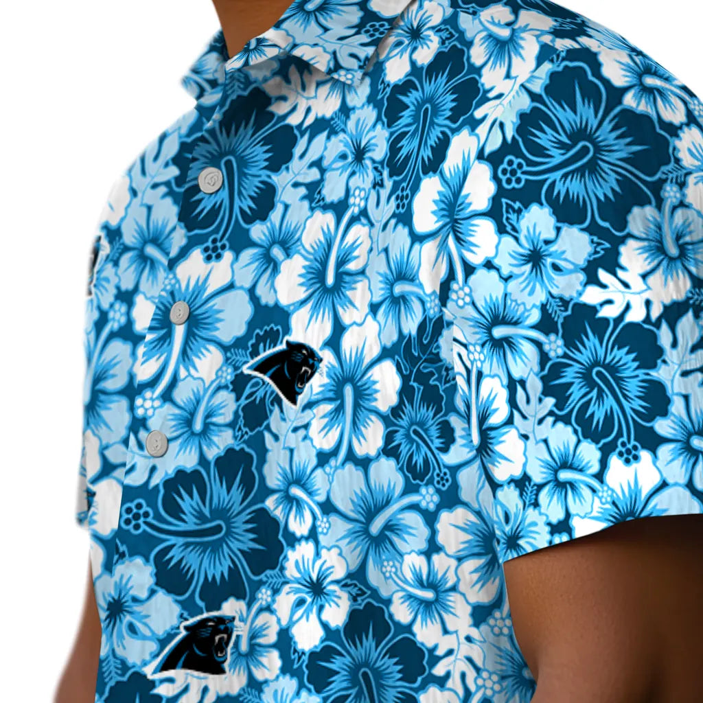 Carolina Panthers Hawaiian Shirt - Hibiscus Blooms | Moonbestprint