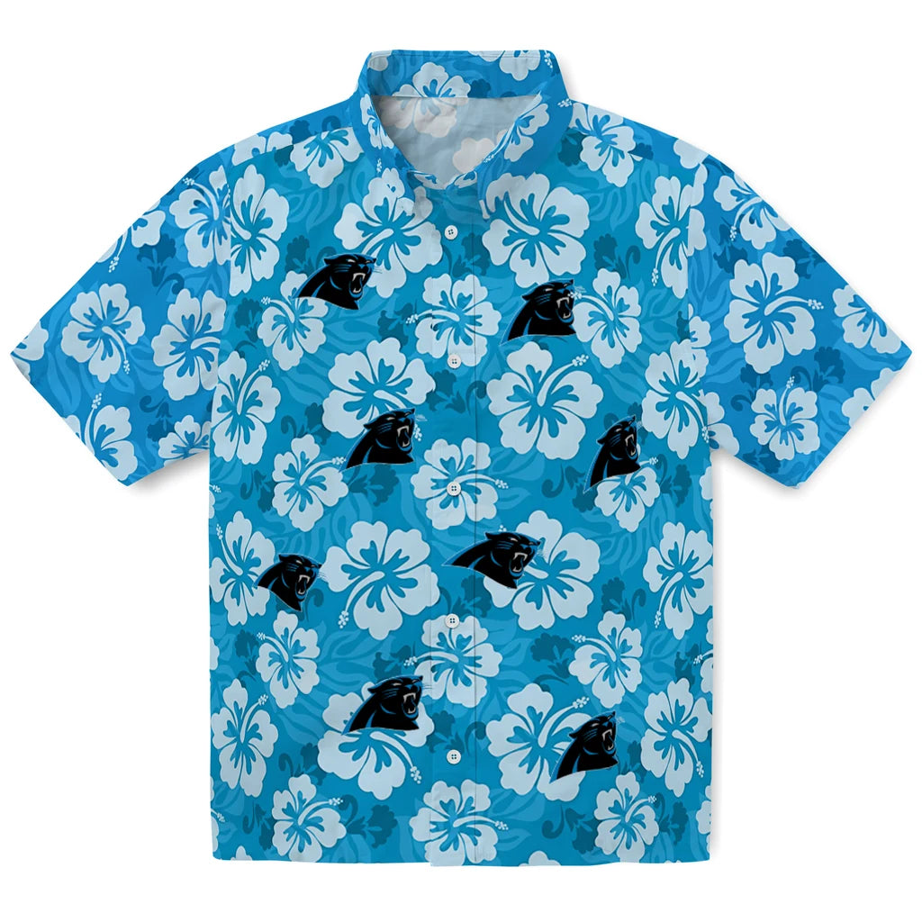 Carolina Panthers Hawaiian Shirt - Hibiscus Cluster | Moonbestprint