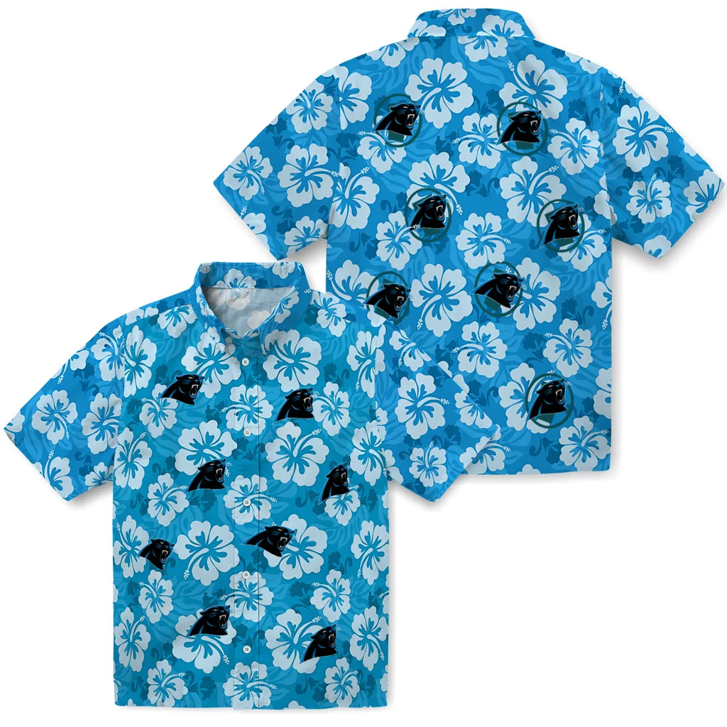 Carolina Panthers Hawaiian Shirt - Hibiscus Cluster | Moonbestprint