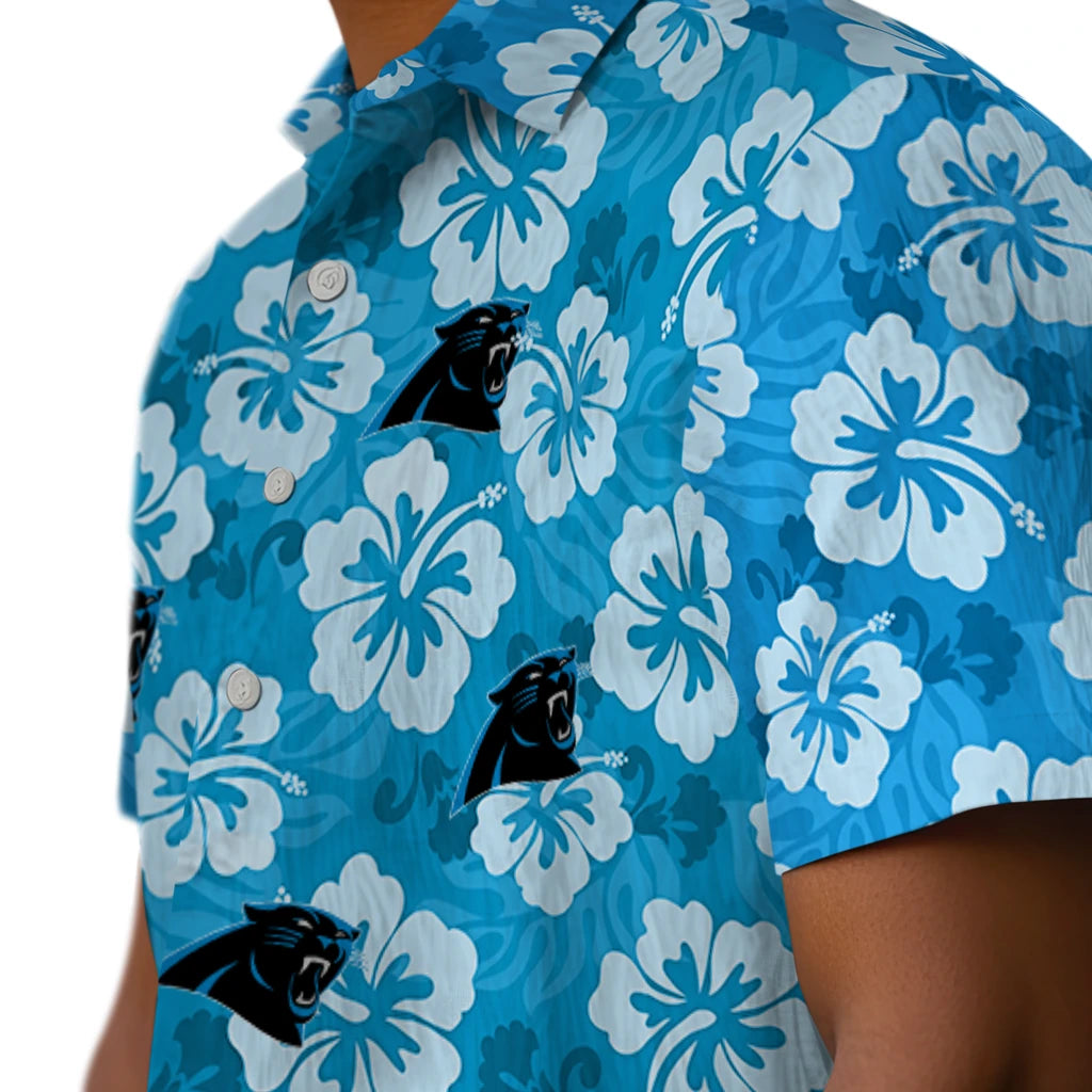 Carolina Panthers Hawaiian Shirt - Hibiscus Cluster | Moonbestprint