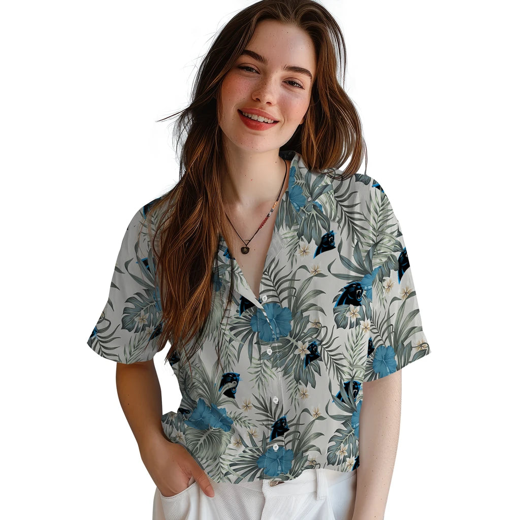 Carolina Panthers Hawaiian Shirt - Hibiscus Designs | Moonbestprint