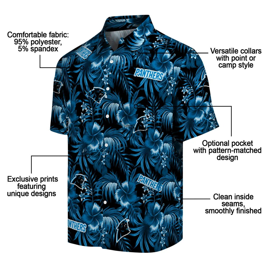 Carolina Panthers Hawaiian Shirt - Hibiscus Exotic | Moonbestprint
