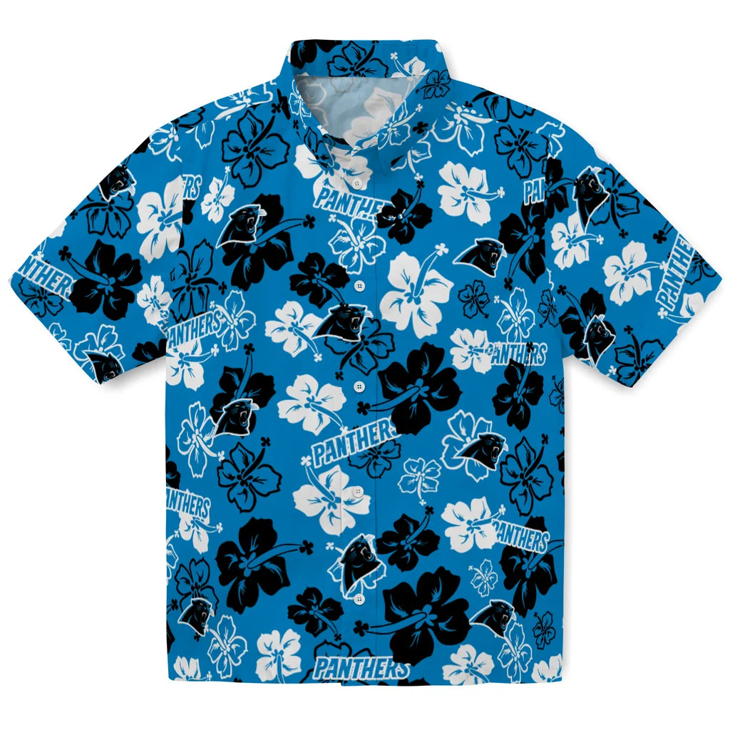 Carolina Panthers Hawaiian Shirt - Hibiscus Flower Design | Moonbestprint