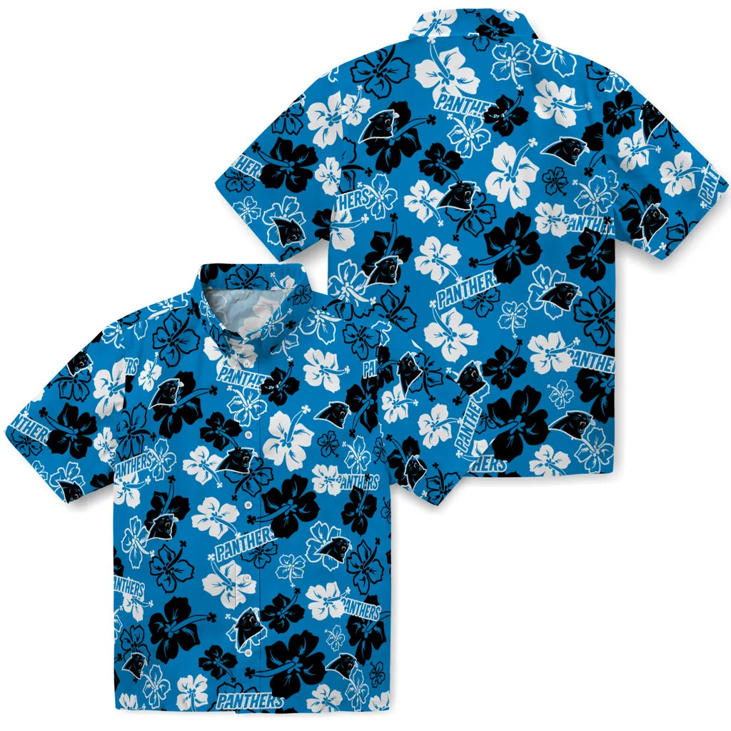 Carolina Panthers Hawaiian Shirt - Hibiscus Flower Design | Moonbestprint