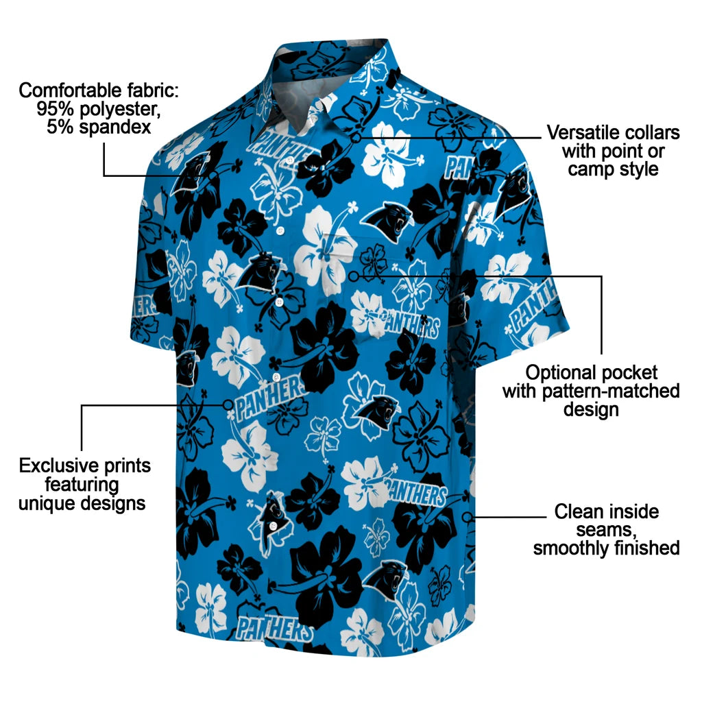 Carolina Panthers Hawaiian Shirt - Hibiscus Flower Design | Moonbestprint