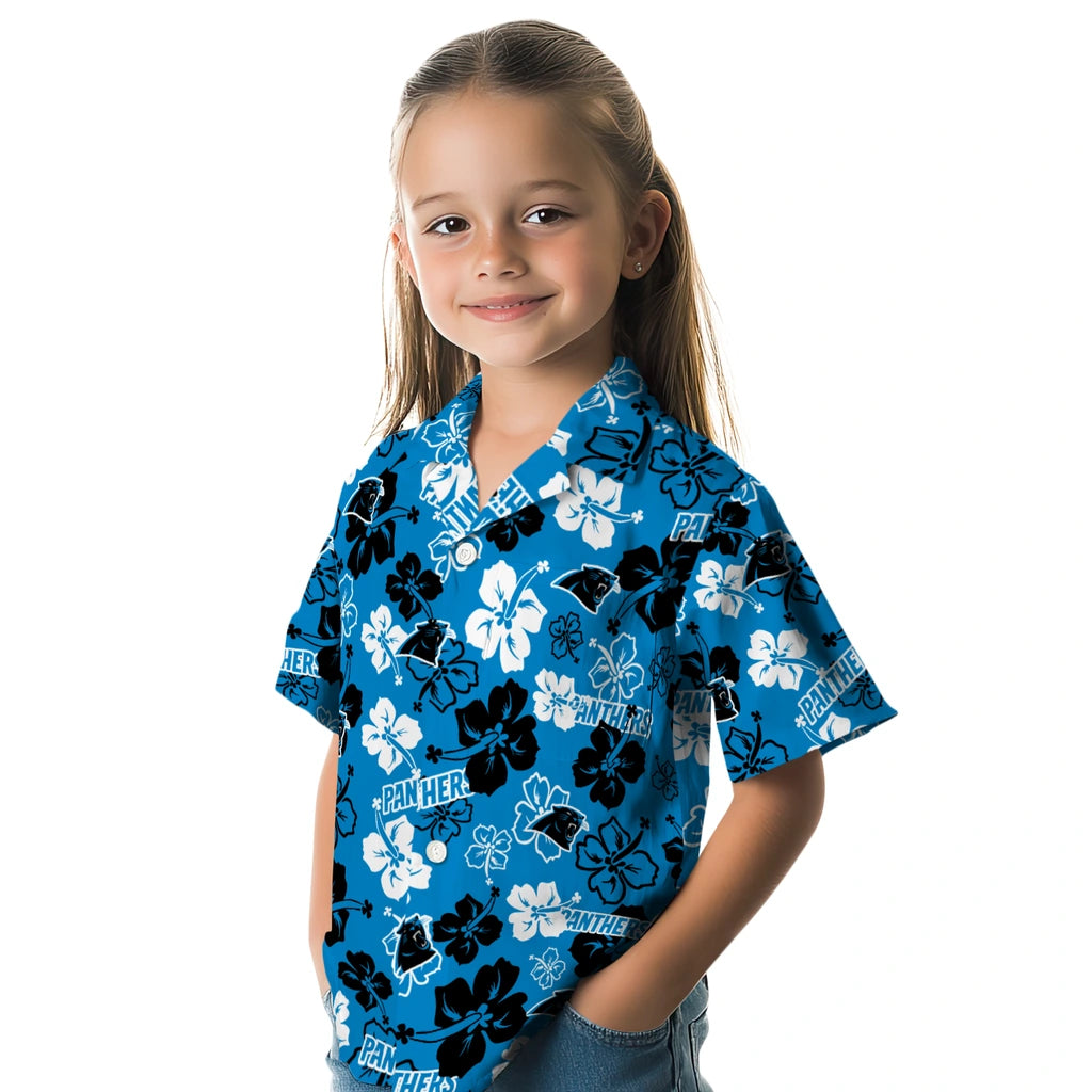 Carolina Panthers Hawaiian Shirt - Hibiscus Flower Design | Moonbestprint