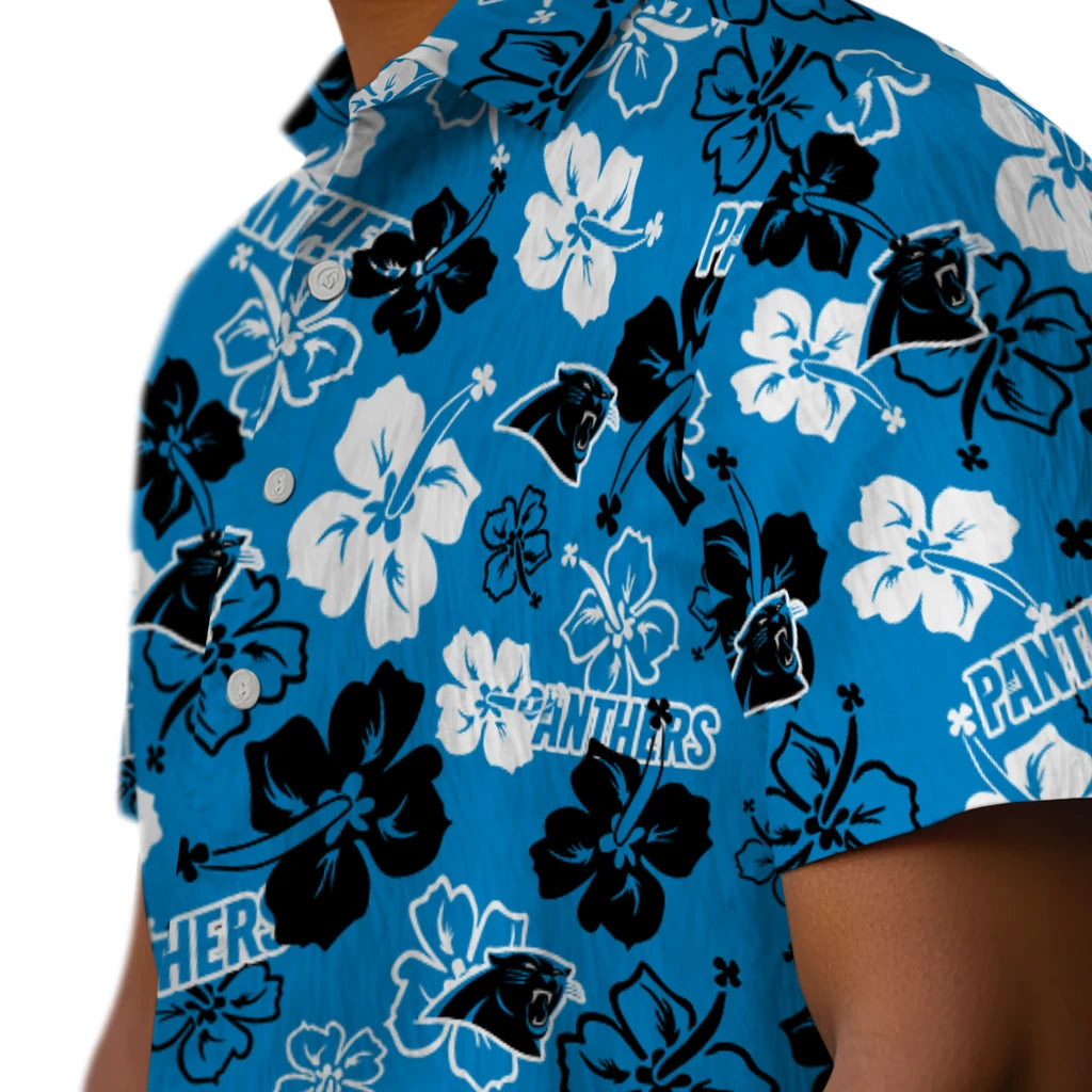 Carolina Panthers Hawaiian Shirt - Hibiscus Flower Design | Moonbestprint