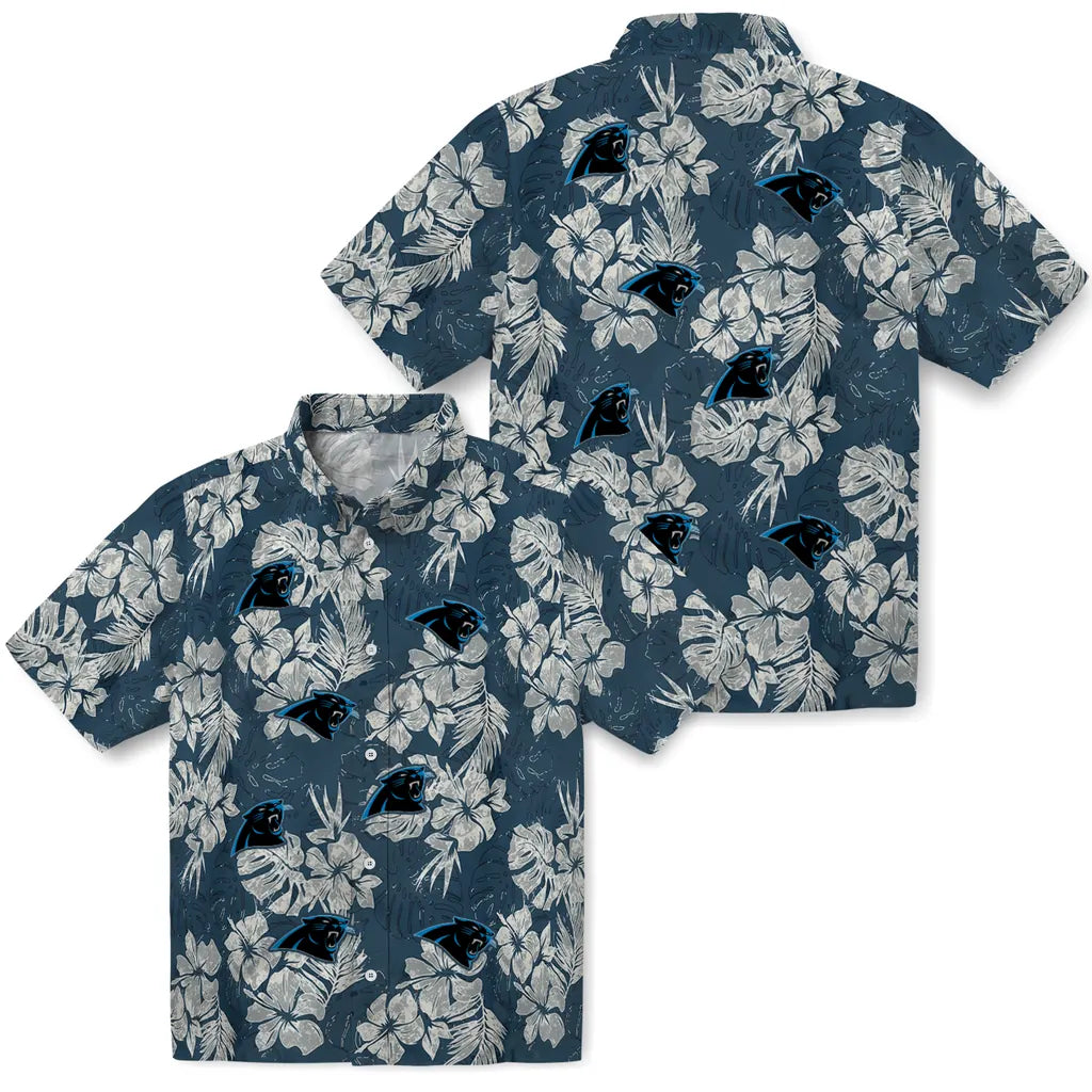 Carolina Panthers Hawaiian Shirt - Hibiscus Flowers | Moonbestprint
