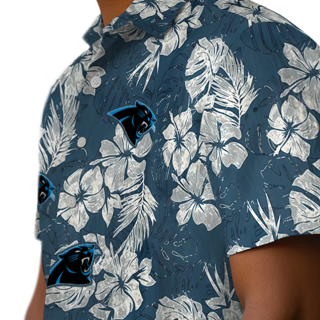 Carolina Panthers Hawaiian Shirt - Hibiscus Flowers | Moonbestprint