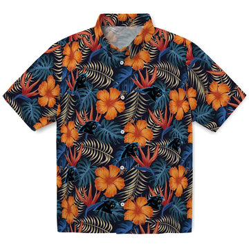 Carolina Panthers Hawaiian Shirt - Hibiscus Foliage | Moonbestprint