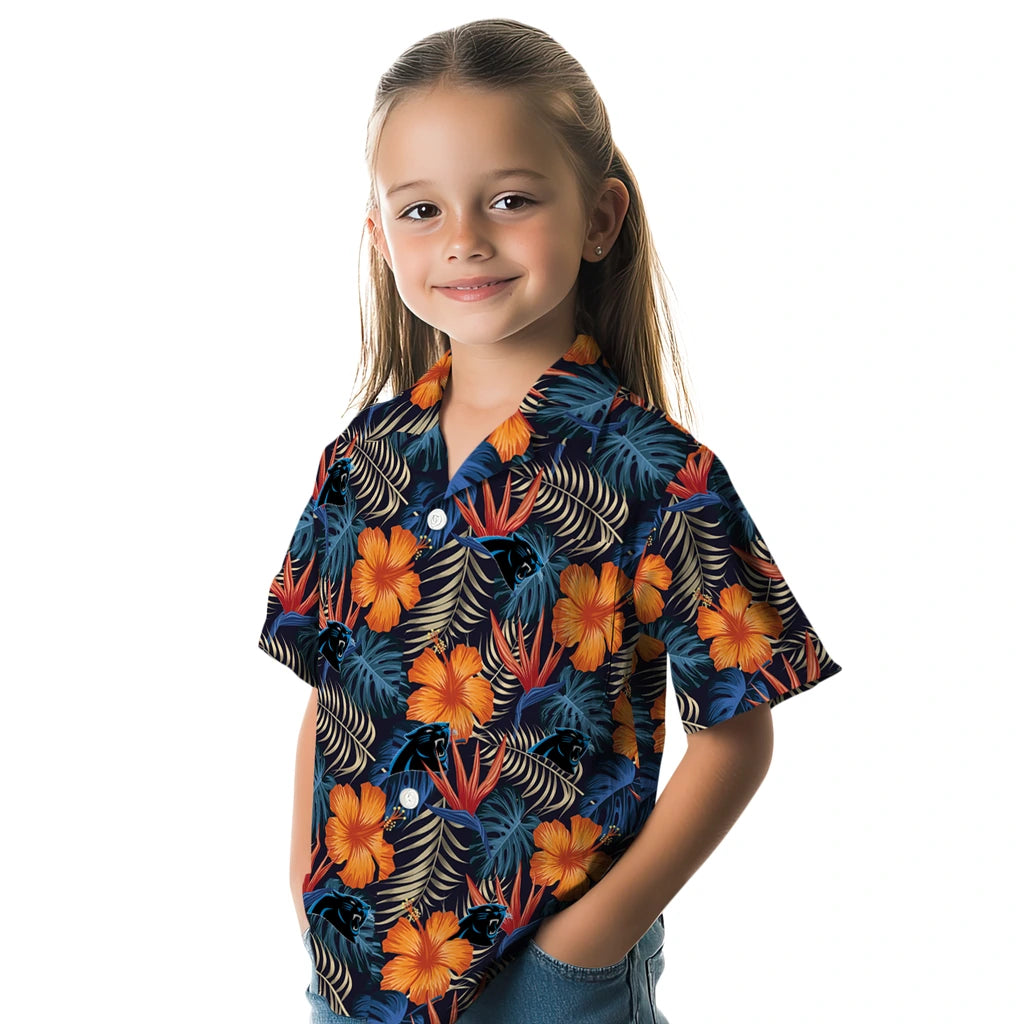 Carolina Panthers Hawaiian Shirt - Hibiscus Foliage | Moonbestprint