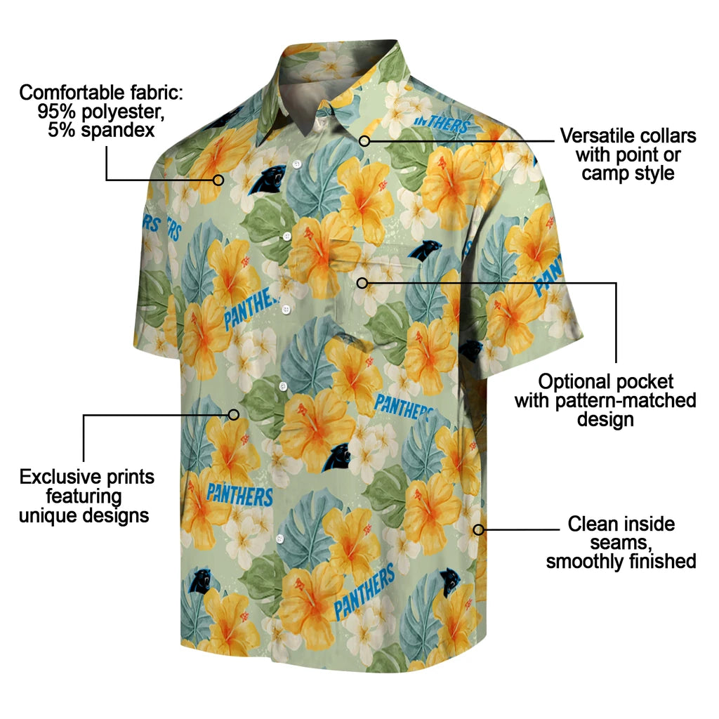 Carolina Panthers Hawaiian Shirt - Hibiscus Mood | Moonbestprint