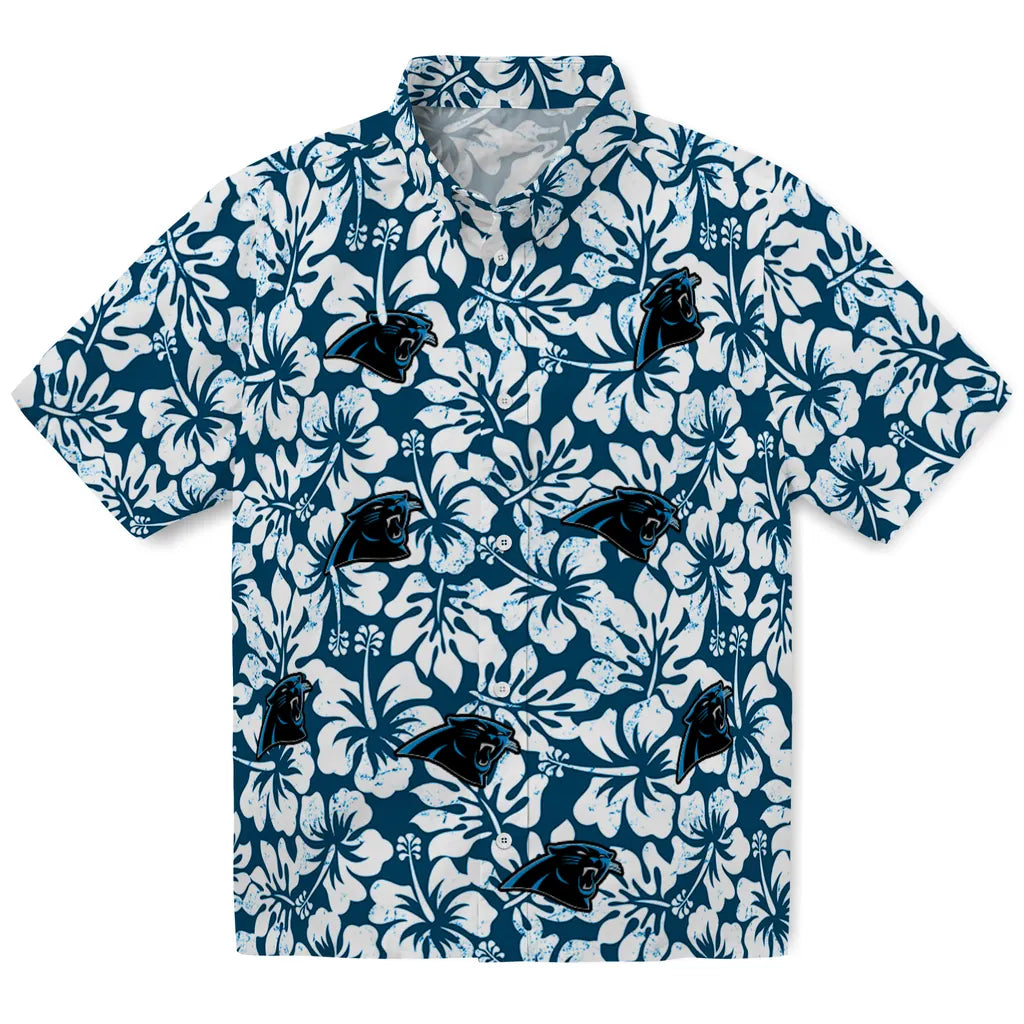 Carolina Panthers Hawaiian Shirt - Hibiscus Motif | Moonbestprint