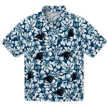 Carolina Panthers Hawaiian Shirt - Hibiscus Motif | Moonbestprint