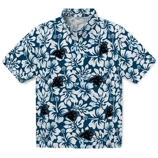 Carolina Panthers Hawaiian Shirt - Hibiscus Motif | Moonbestprint