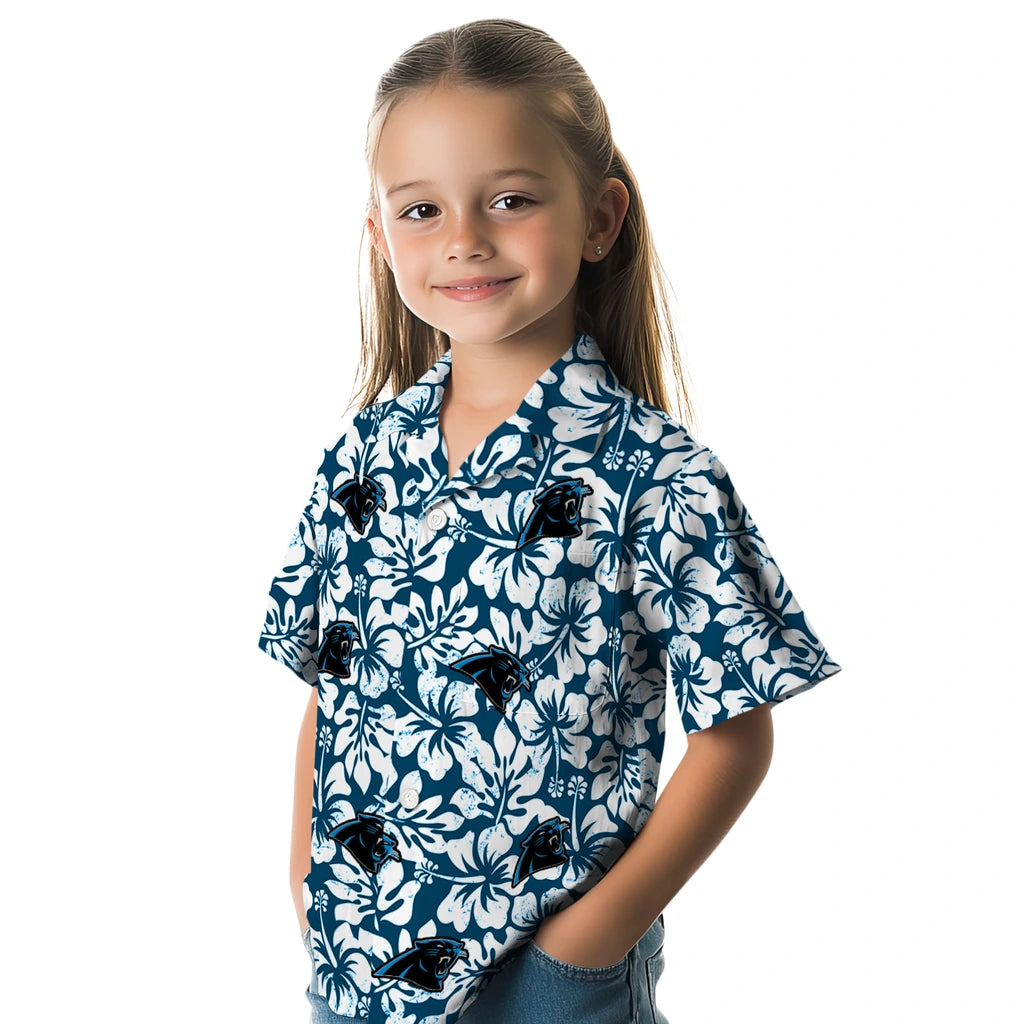 Carolina Panthers Hawaiian Shirt - Hibiscus Motif | Moonbestprint