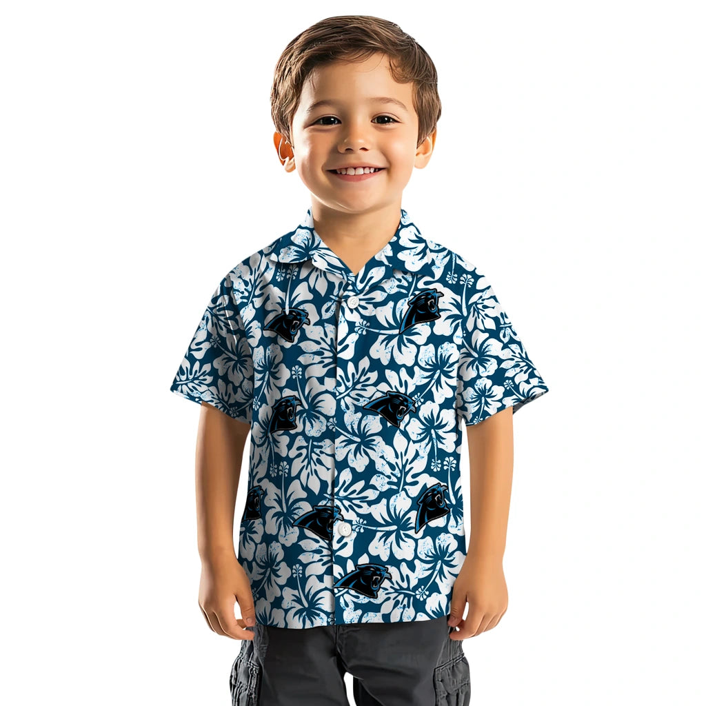 Carolina Panthers Hawaiian Shirt - Hibiscus Motif | Moonbestprint