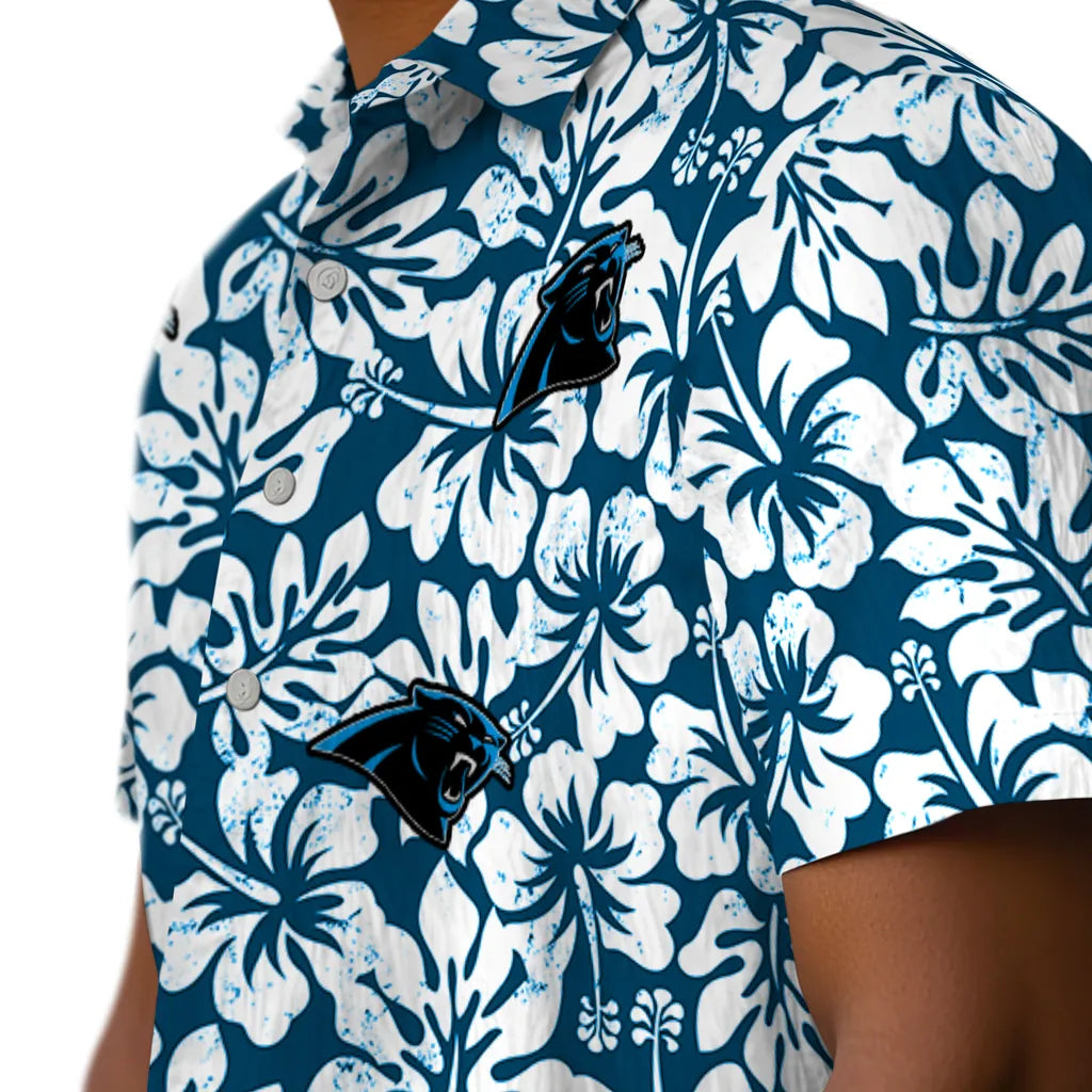 Carolina Panthers Hawaiian Shirt - Hibiscus Motif | Moonbestprint