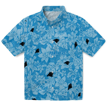 Carolina Panthers Hawaiian Shirt - Hibiscus Oasis | Moonbestprint