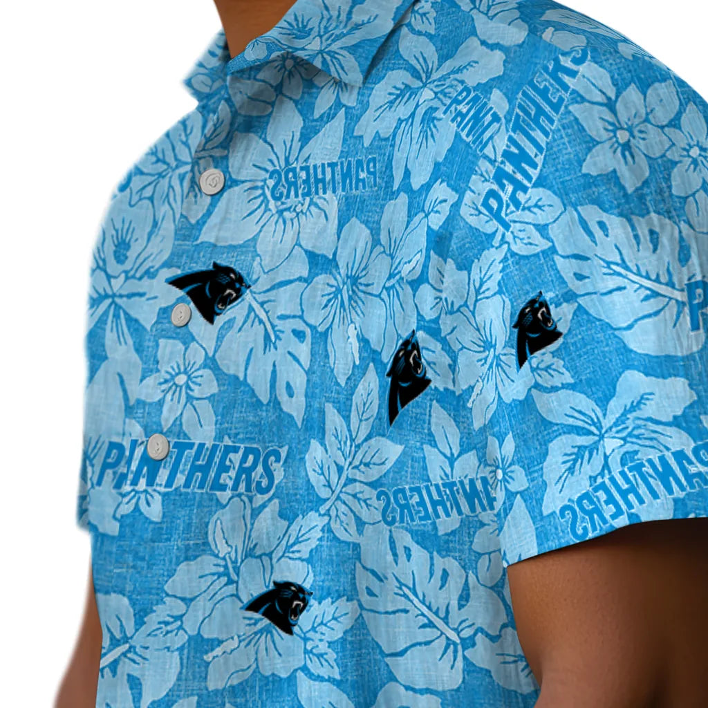 Carolina Panthers Hawaiian Shirt - Hibiscus Oasis | Moonbestprint