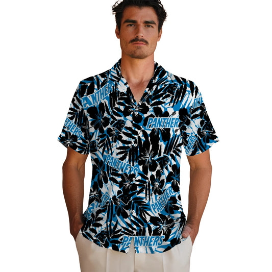 Carolina Panthers Hawaiian Shirt - Hibiscus Overlay | Moonbestprint