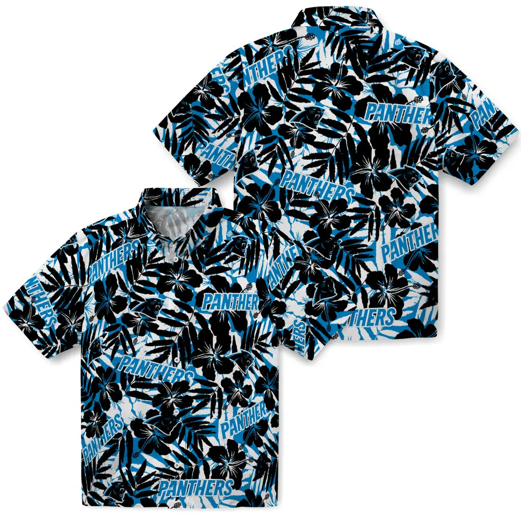 Carolina Panthers Hawaiian Shirt - Hibiscus Overlay | Moonbestprint