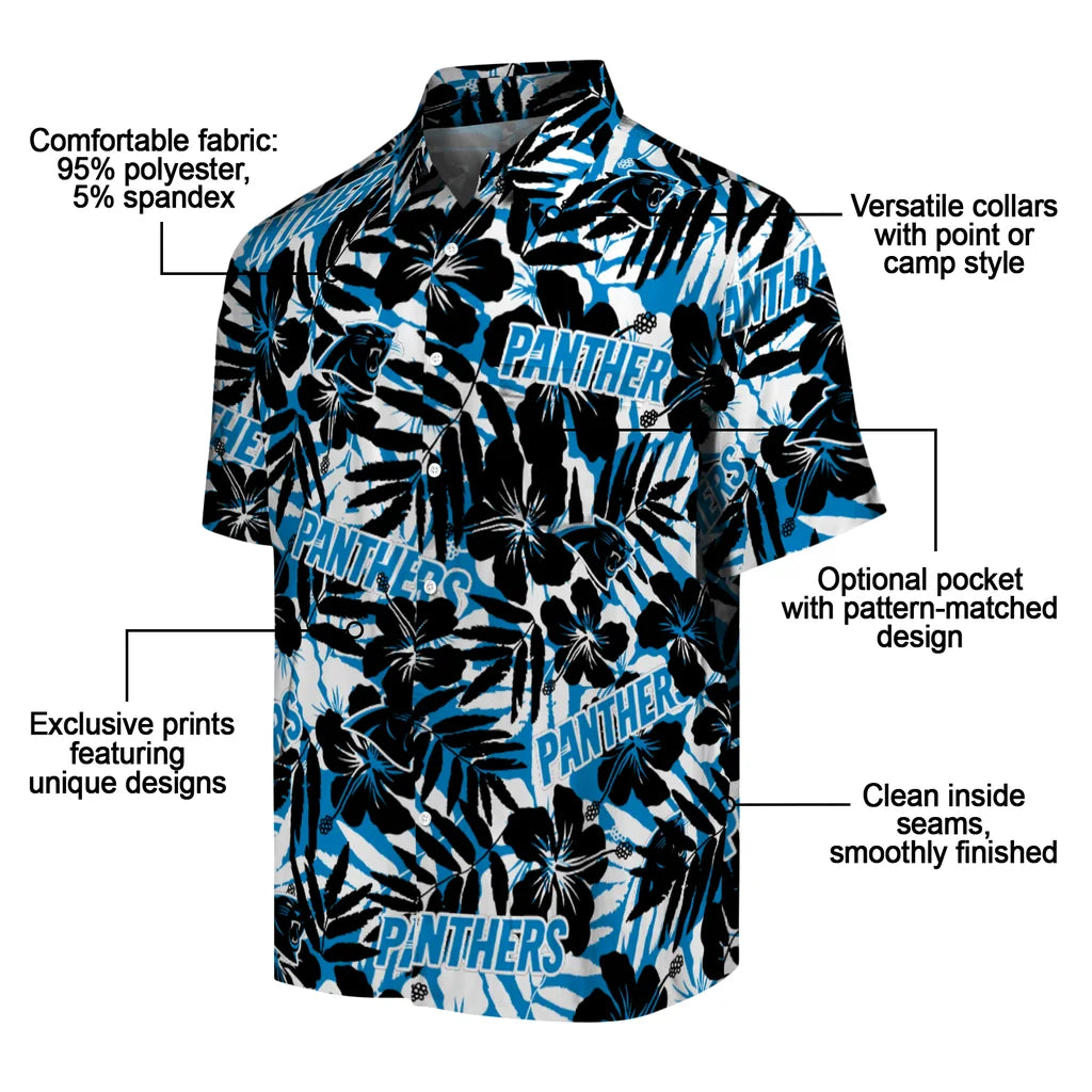 Carolina Panthers Hawaiian Shirt - Hibiscus Overlay | Moonbestprint
