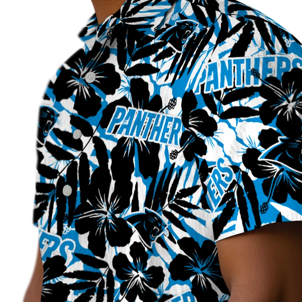 Carolina Panthers Hawaiian Shirt - Hibiscus Overlay | Moonbestprint