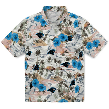 Carolina Panthers Hawaiian Shirt - Hibiscus Seaside | Moonbestprint