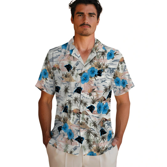Carolina Panthers Hawaiian Shirt - Hibiscus Seaside | Moonbestprint