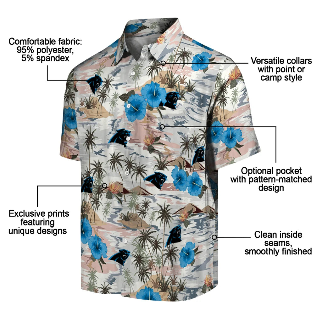 Carolina Panthers Hawaiian Shirt - Hibiscus Seaside | Moonbestprint