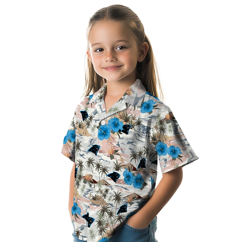 Carolina Panthers Hawaiian Shirt - Hibiscus Seaside | Moonbestprint