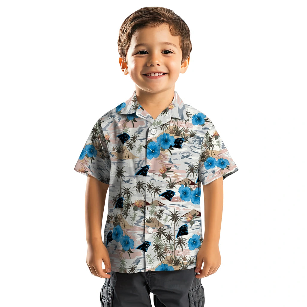 Carolina Panthers Hawaiian Shirt - Hibiscus Seaside | Moonbestprint