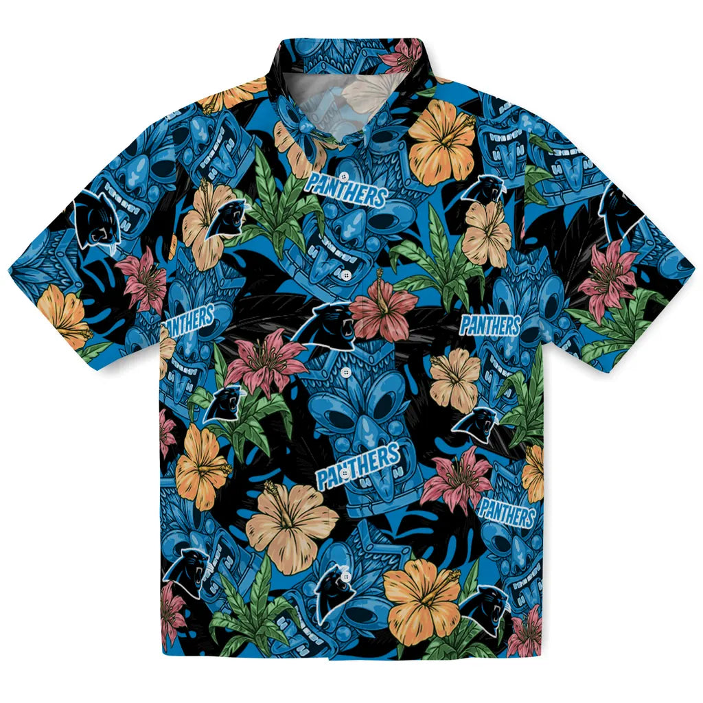 Carolina Panthers Hawaiian Shirt - Hibiscus Tiki Jungle | Moonbestprint