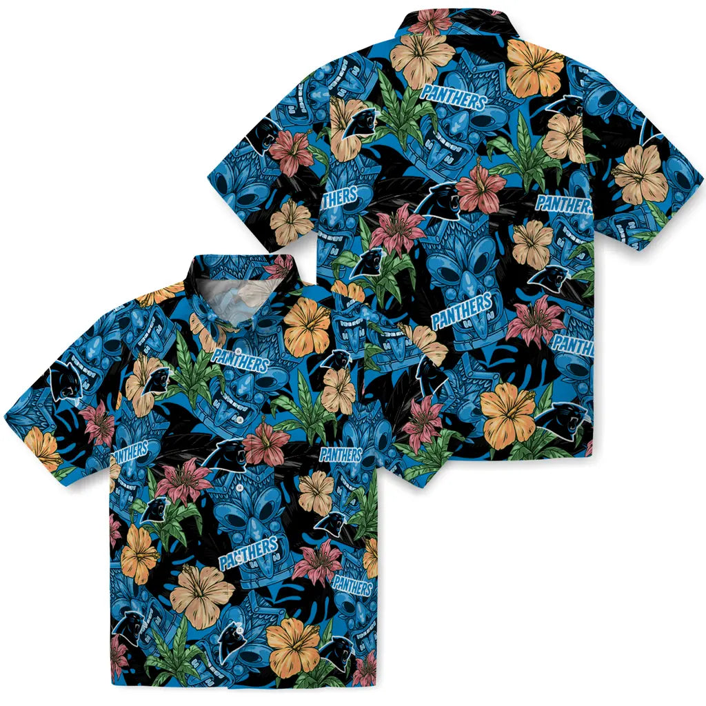 Carolina Panthers Hawaiian Shirt - Hibiscus Tiki Jungle | Moonbestprint