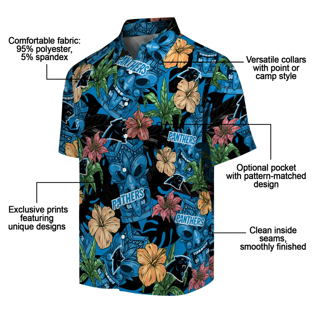 Carolina Panthers Hawaiian Shirt - Hibiscus Tiki Jungle | Moonbestprint