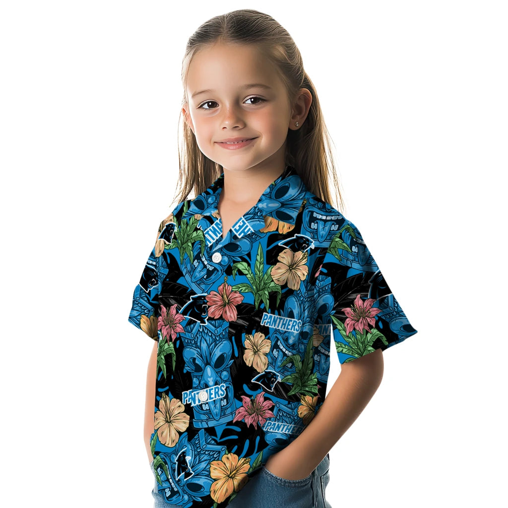 Carolina Panthers Hawaiian Shirt - Hibiscus Tiki Jungle | Moonbestprint