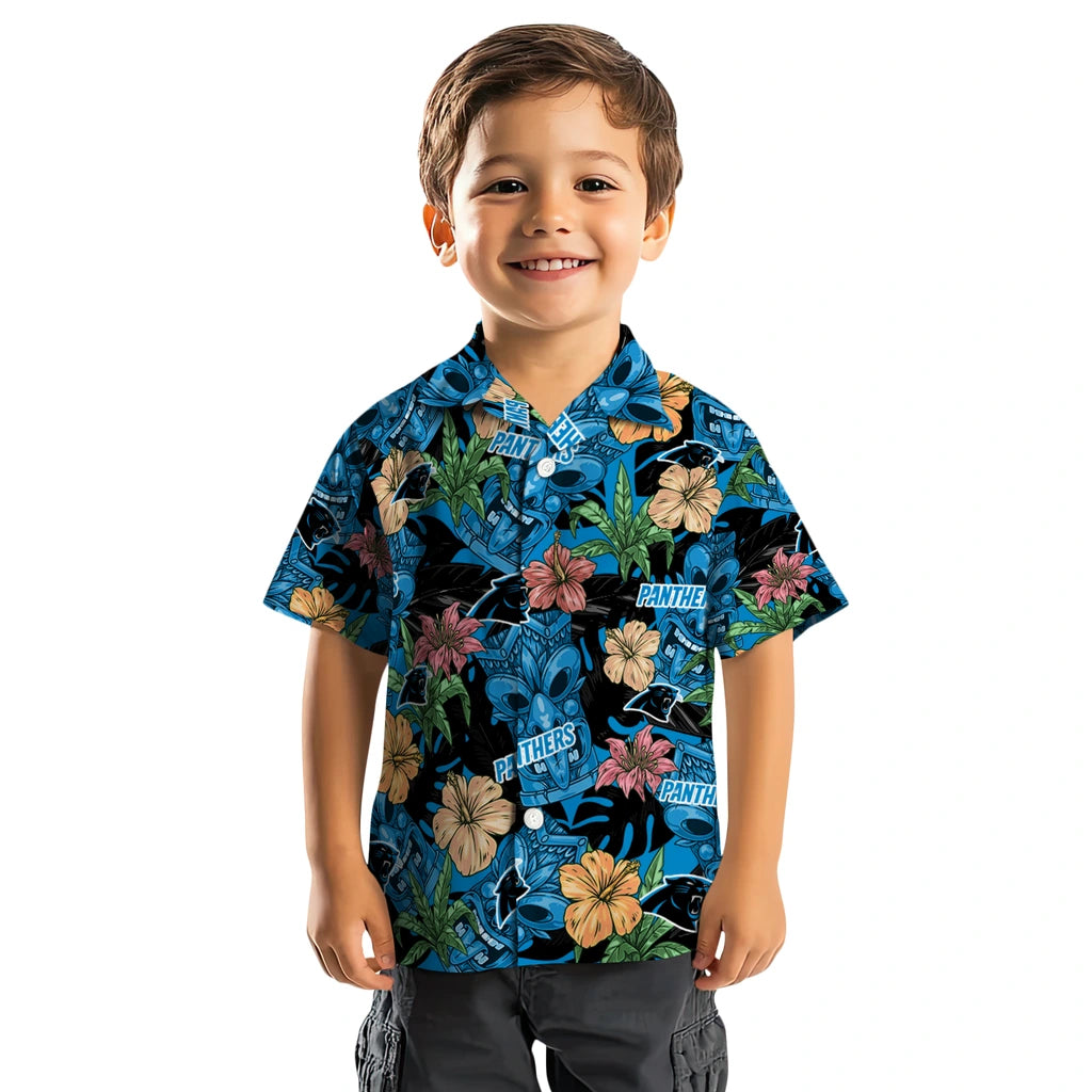 Carolina Panthers Hawaiian Shirt - Hibiscus Tiki Jungle | Moonbestprint