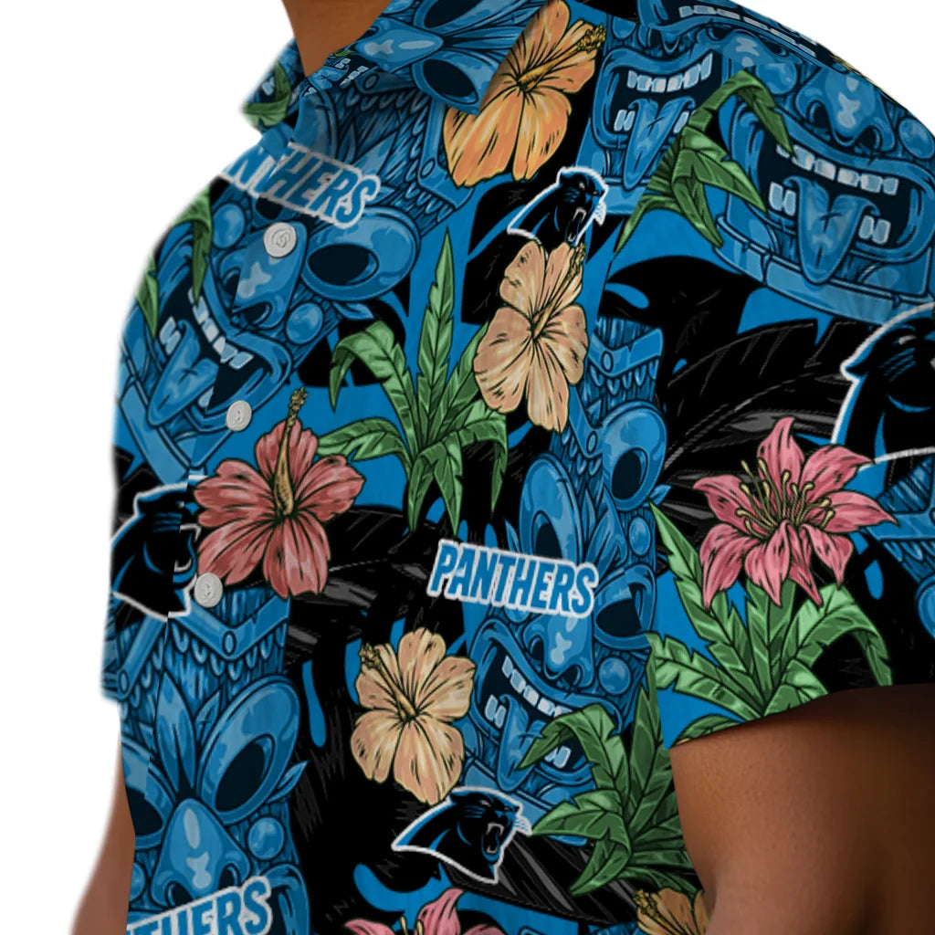 Carolina Panthers Hawaiian Shirt - Hibiscus Tiki Jungle | Moonbestprint
