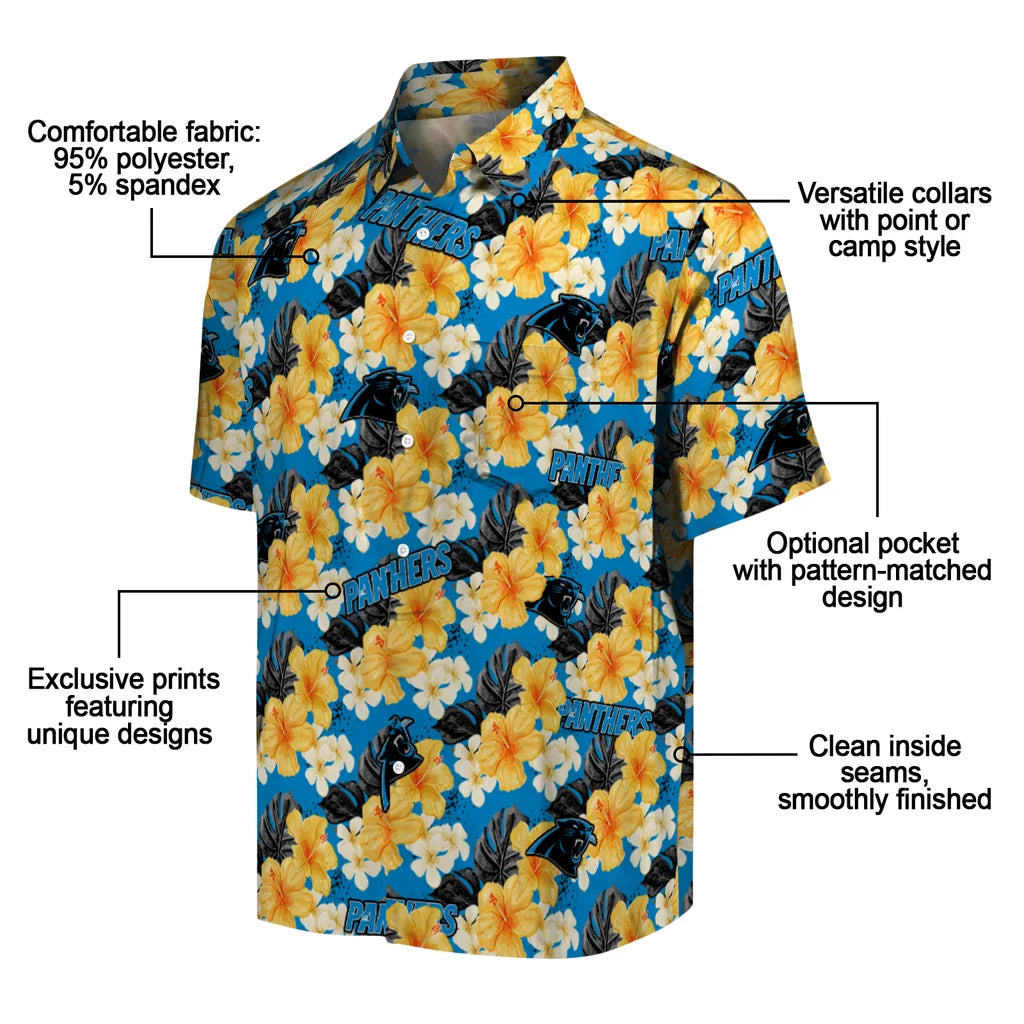 Carolina Panthers Hawaiian Shirt - Hibiscus Tropics | Moonbestprint
