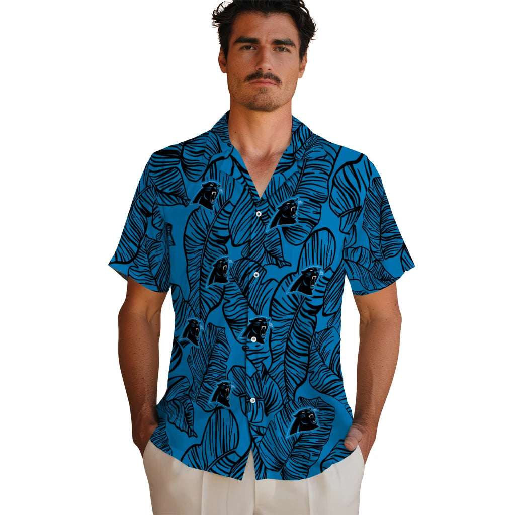 Carolina Panthers Hawaiian Shirt - Leaf Outline | Moonbestprint