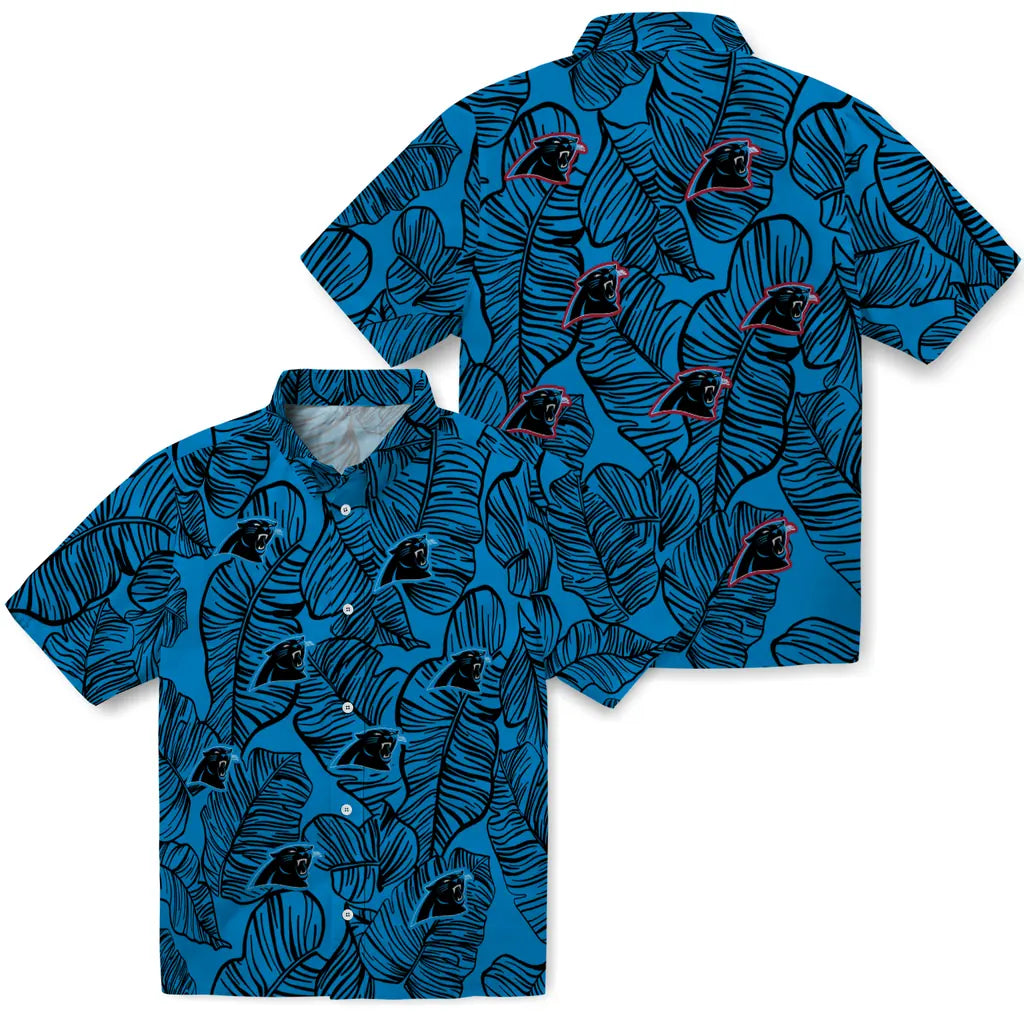 Carolina Panthers Hawaiian Shirt - Leaf Outline | Moonbestprint