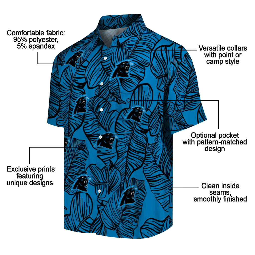 Carolina Panthers Hawaiian Shirt - Leaf Outline | Moonbestprint